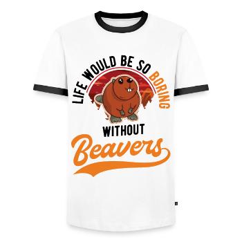 Life would be so boring without Beavers Biber - Männer Kontrast-T-Shirt - Weiß/Schwarz - Vorne - AI Model Female 172 light (172cm) & AI Model Male 178 dark (178cm)