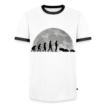 Mähroboter Evolution Mond Rasenroboter - Männer Kontrast-T-Shirt - Weiß/Schwarz - Vorne - AI Model Female 172 light (172cm) & AI Model Male 178 dark (178cm)