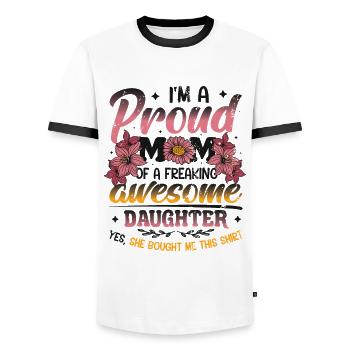 Ich bin eine stolze Mutter einer Tochter - Männer Kontrast-T-Shirt - Weiß/Schwarz - Vorne - AI Model Female 172 light (172cm) & AI Model Male 178 dark (178cm)