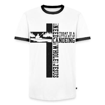 Canoë Canoë Jesus Cross Vintage - T-shirt contrasté Homme - blanc/noir - Devant - AI Model Female 172 light (172cm) & AI Model Male 178 dark (178cm)