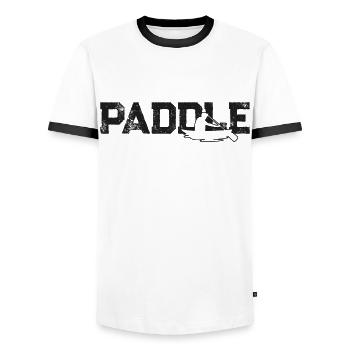 Canoe Canoeing Vintage Paddle - Men's Ringer Shirt - white/black - Front - AI Model Female 172 light (172cm) & AI Model Male 178 dark (178cm)