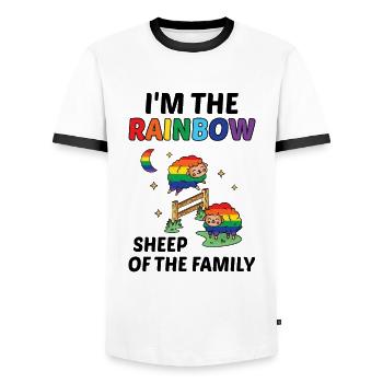 I'm The Rainbow Sheep In The Family Lesbian Love G - Männer Kontrast-T-Shirt - Weiß/Schwarz - Vorne - AI Model Female 172 light (172cm) & AI Model Male 178 dark (178cm)