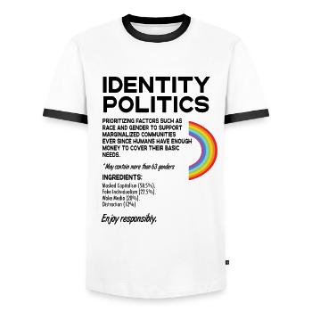 Identity Politics Pride Lgbtq Rainbow Transgender - Männer Kontrast-T-Shirt - Weiß/Schwarz - Vorne - AI Model Female 172 light (172cm) & AI Model Male 178 dark (178cm)