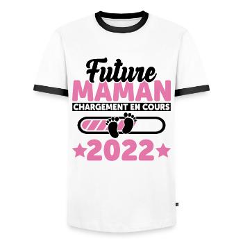 Future Maman 2022 Enceinte Idée Cadeau Amour Coeur - T-shirt contrasté Homme - blanc/noir - Devant - AI Model Female 172 light (172cm) & AI Model Male 178 dark (178cm)