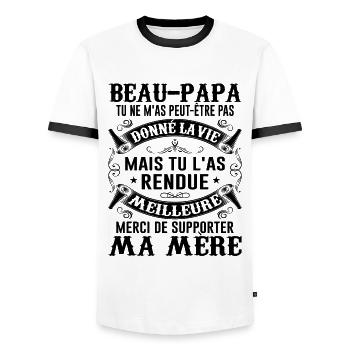 Papa Fête Des Pères Cadeau Beau Papa Famille Père - T-shirt contrasté Homme - blanc/noir - Devant - AI Model Female 172 light (172cm) & AI Model Male 178 dark (178cm)