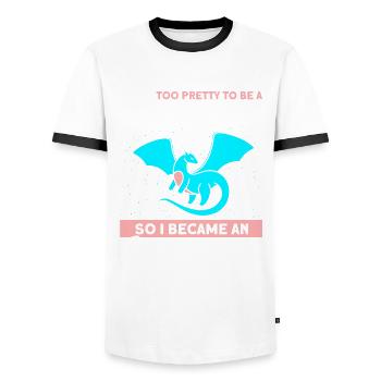 Pretty Dragon Unicorn Unicorn Lover - Men's Ringer Shirt - white/black - Front - AI Model Female 172 light (172cm) & AI Model Male 178 dark (178cm)