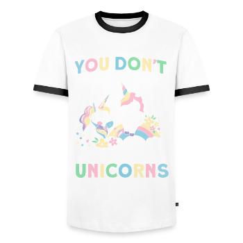 Obsessed Dragon Unicorn Unicorn Lovers - Men's Ringer Shirt - white/black - Front - AI Model Female 172 light (172cm) & AI Model Male 178 dark (178cm)