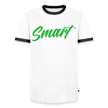 Handicap Amputee Amputation Prosthetic Leg - Men's Ringer Shirt - white/black - Front - AI Model Female 172 light (172cm) & AI Model Male 178 dark (178cm)