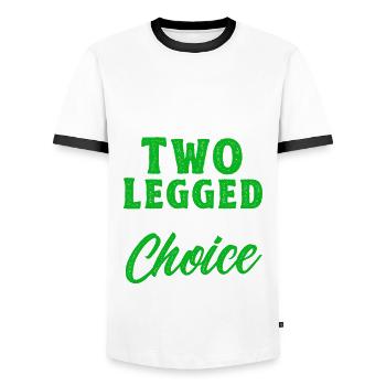 Handicap Amputee Amputation Prosthetic Leg - Men's Ringer Shirt - white/black - Front - AI Model Female 172 light (172cm) & AI Model Male 178 dark (178cm)