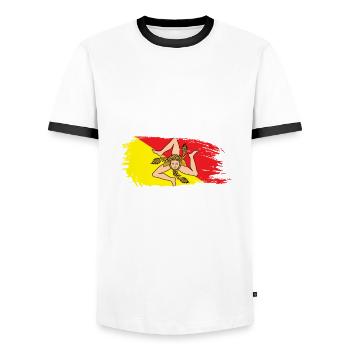 Sicilia Sizilien Sizilianer Sizilianisches - Männer Kontrast-T-Shirt - Weiß/Schwarz - Vorne - AI Model Female 172 light (172cm) & AI Model Male 178 dark (178cm)