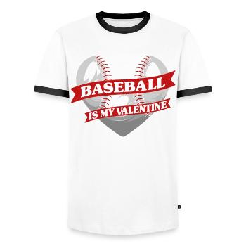 Baseball Fan Valentines Day Heart - Männer Kontrast-T-Shirt - Weiß/Schwarz - Vorne - AI Model Female 172 light (172cm) & AI Model Male 178 dark (178cm)