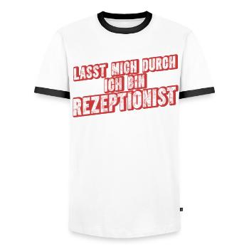 Lasst Mich Durch Ich Bin Rezeptionist - Männer Kontrast-T-Shirt - Weiß/Schwarz - Vorne - AI Model Female 172 light (172cm) & AI Model Male 178 dark (178cm)