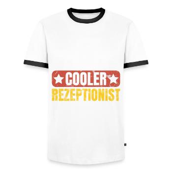 So Sieht Ein Richtig Cooler Rezeptionist - Männer Kontrast-T-Shirt - Weiß/Schwarz - Vorne - AI Model Female 172 light (172cm) & AI Model Male 178 dark (178cm)