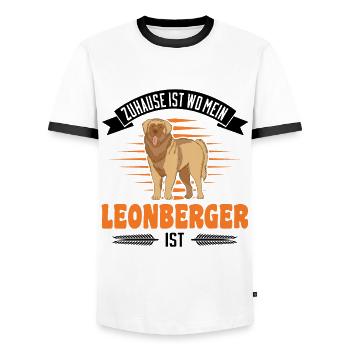Zuhause ist wo mein Leonberger ist - Männer Kontrast-T-Shirt - Weiß/Schwarz - Vorne - AI Model Female 172 light (172cm) & AI Model Male 178 dark (178cm)