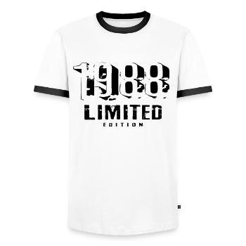 34. Geburtstag Limited Edition 1988 34 Jahre - Männer Kontrast-T-Shirt - Weiß/Schwarz - Vorne - AI Model Female 172 light (172cm) & AI Model Male 178 dark (178cm)