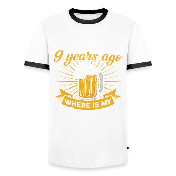 9th Birthday Beer Drinking Mom Mom - Men's Ringer Shirt - white/black - Front - AI Model Female 172 light (172cm) & AI Model Male 178 dark (178cm)
