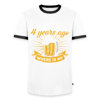 4th Birthday Beer DrinkIng Mom Mom - Men's Ringer Shirt - white/black - Front - AI Model Female 172 light (172cm) & AI Model Male 178 dark (178cm)