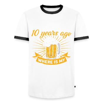 10th Birthday Beer Drinking Mom Mom - Men's Ringer Shirt - white/black - Front - AI Model Female 172 light (172cm) & AI Model Male 178 dark (178cm)