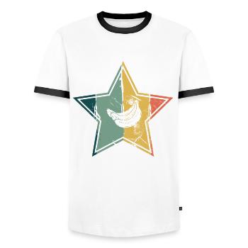 Banana Vegan Lover Retro Veggie Fruit Gift idea - Men's Ringer Shirt - white/black - Front - AI Model Female 172 light (172cm) & AI Model Male 178 dark (178cm)