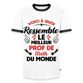 Voici Le meilleur Prof de Math du monde - T-shirt contrasté Homme - blanc/noir - Devant - AI Model Female 172 light (172cm) & AI Model Male 178 dark (178cm)