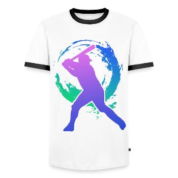 Baseball Fan Retro Vintage 80s 90s - Männer Kontrast-T-Shirt - Weiß/Schwarz - Vorne - AI Model Female 172 light (172cm) & AI Model Male 178 dark (178cm)