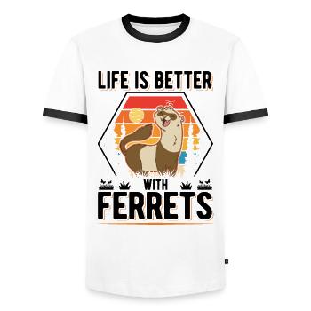 Life is better with Ferrets Frettchen - Männer Kontrast-T-Shirt - Weiß/Schwarz - Vorne - AI Model Female 172 light (172cm) & AI Model Male 178 dark (178cm)