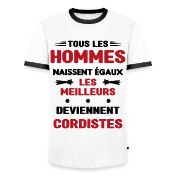 Les Meilleurs Hommes Deviennent Cordistes - T-shirt contrasté Homme - blanc/noir - Devant - AI Model Female 172 light (172cm) & AI Model Male 178 dark (178cm)