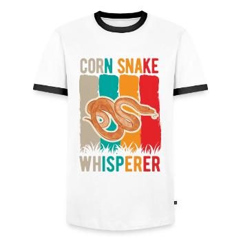 Kornnatter Flüsterer Corn Snake Whisperer - Men's Ringer Shirt - white/black - Front - AI Model Female 172 light (172cm) & AI Model Male 178 dark (178cm)