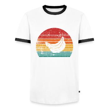 Banana Vegan Lover Retro Veggie Fruit Gift idea - Men's Ringer Shirt - white/black - Front - AI Model Female 172 light (172cm) & AI Model Male 178 dark (178cm)