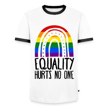 Equality Hurts No One Bisexuality Lesbian Gay Love - Männer Kontrast-T-Shirt - Weiß/Schwarz - Vorne - AI Model Female 172 light (172cm) & AI Model Male 178 dark (178cm)