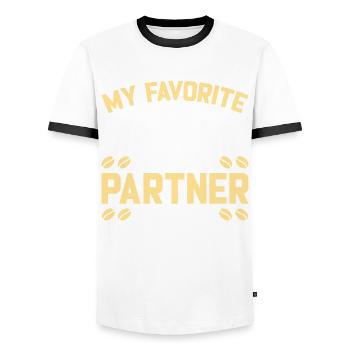 Mon partenaire de torréfaction de café préféré - T-shirt contrasté Homme - blanc/noir - Devant - AI Model Female 172 light (172cm) & AI Model Male 178 dark (178cm)