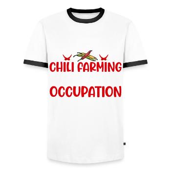 Être obsédé par la culture du chili - T-shirt contrasté Homme - blanc/noir - Devant - AI Model Female 172 light (172cm) & AI Model Male 178 dark (178cm)