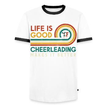 La vie est bonne Cheerleading le rend meilleur - T-shirt contrasté Homme - blanc/noir - Devant - AI Model Female 172 light (172cm) & AI Model Male 178 dark (178cm)