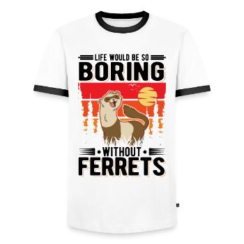 La vie serait si ennuyeuse sans Furets Frettchen - T-shirt contrasté Homme - blanc/noir - Devant - AI Model Female 172 light (172cm) & AI Model Male 178 dark (178cm)