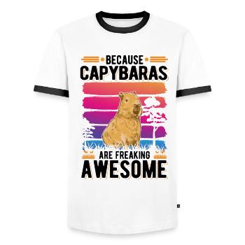 Capybara Cadeau Capibara Capybara - T-shirt contrasté Homme - blanc/noir - Devant - AI Model Female 172 light (172cm) & AI Model Male 178 dark (178cm)
