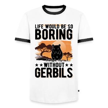 Gerbil Gift Racing Rat Germesau - Men's Ringer Shirt - white/black - Front - AI Model Female 172 light (172cm) & AI Model Male 178 dark (178cm)
