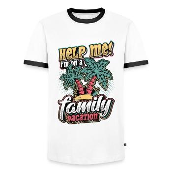 Aidez-moi, vacances amusantes en famille 2022 - T-shirt contrasté Homme - blanc/noir - Devant - AI Model Female 172 light (172cm) & AI Model Male 178 dark (178cm)