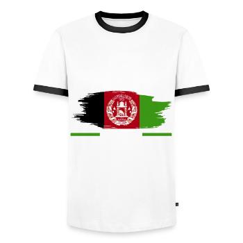 Afghane Onkel Afghanistan - Männer Kontrast-T-Shirt - Weiß/Schwarz - Vorne - AI Model Female 172 light (172cm) & AI Model Male 178 dark (178cm)