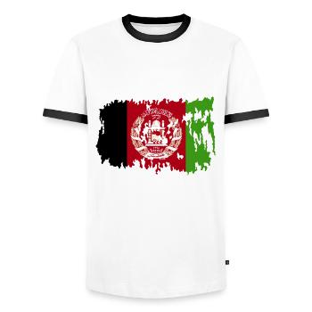 Prinzessin Afghane Afghanisches Afghanistan - Männer Kontrast-T-Shirt - Weiß/Schwarz - Vorne - AI Model Female 172 light (172cm) & AI Model Male 178 dark (178cm)