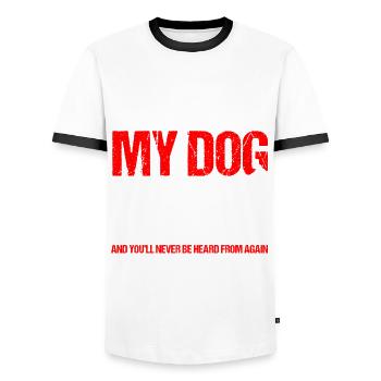 German Shepherd Police Dog Police Dog - Men's Ringer Shirt - white/black - Front - AI Model Female 172 light (172cm) & AI Model Male 178 dark (178cm)