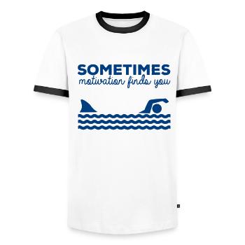 Hai Weißer Hai Haie Megalodon Haifisch Hammerhai - Männer Kontrast-T-Shirt - Weiß/Schwarz - Vorne - AI Model Female 172 light (172cm) & AI Model Male 178 dark (178cm)