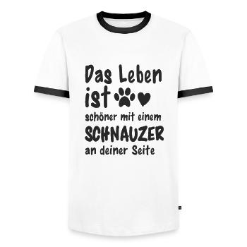Schnauzer Hund Hundehalter - Männer Kontrast-T-Shirt - Weiß/Schwarz - Vorne - AI Model Female 172 light (172cm) & AI Model Male 178 dark (178cm)