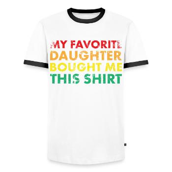 Ma fille préférée m’a donné cette chemise pour - T-shirt contrasté Homme - blanc/noir - Devant - AI Model Female 172 light (172cm) & AI Model Male 178 dark (178cm)