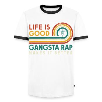 Life is a good gangsta rap makes it for - Men's Ringer Shirt - white/black - Front - AI Model Female 172 light (172cm) & AI Model Male 178 dark (178cm)