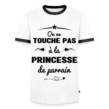 On ne touche pas à la princesse de parrain - T-shirt contrasté Homme - blanc/noir - Devant - AI Model Female 172 light (172cm) & AI Model Male 178 dark (178cm)