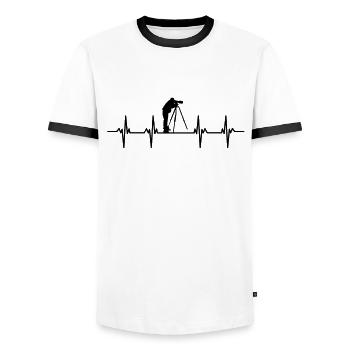 Photo Photos Photographer Focus Focus Photographer - Men's Ringer Shirt - white/black - Front - AI Model Female 172 light (172cm) & AI Model Male 178 dark (178cm)
