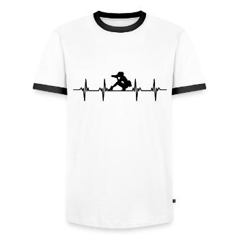Photo Photos Photographer Focus Focus Photographer - Men's Ringer Shirt - white/black - Front - AI Model Female 172 light (172cm) & AI Model Male 178 dark (178cm)