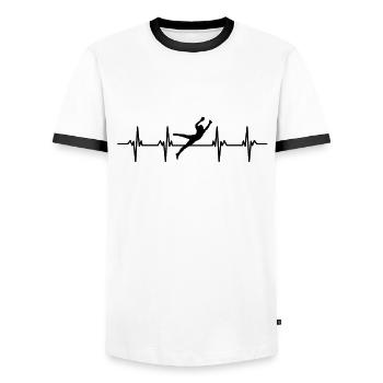 footballer ball player player player football - Men's Ringer Shirt - white/black - Front - AI Model Female 172 light (172cm) & AI Model Male 178 dark (178cm)