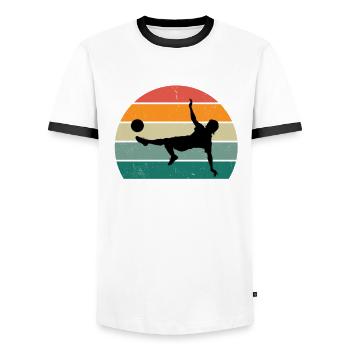 footballer ball player player player football - Men's Ringer Shirt - white/black - Front - AI Model Female 172 light (172cm) & AI Model Male 178 dark (178cm)