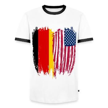 Germany Flag American - Men's Ringer Shirt - white/black - Front - AI Model Female 172 light (172cm) & AI Model Male 178 dark (178cm)
